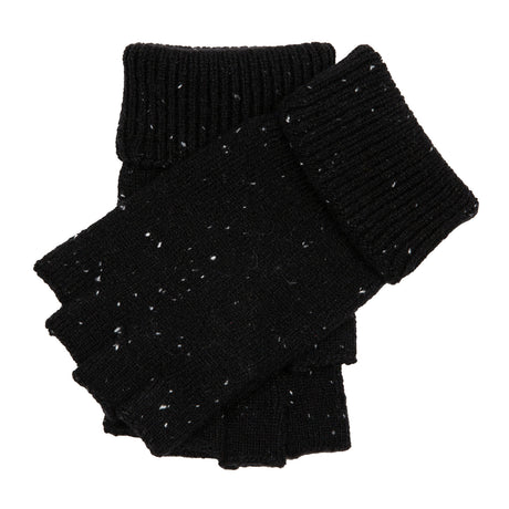 Dents Mens Fingerless Wool Blend Knitted Gloves w/ Marl Yarn - Black