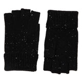 Dents Mens Fingerless Wool Blend Knitted Gloves w/ Marl Yarn in Black
