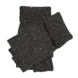 Dents Mens Fingerless Wool Blend Knitted Gloves w/ Marl Yarn in Charcoal