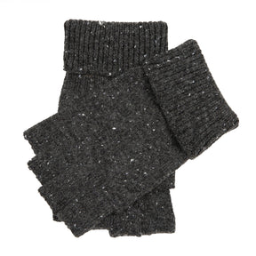 Dents Mens Fingerless Wool Blend Knitted Gloves w/ Marl Yarn in Charcoal
