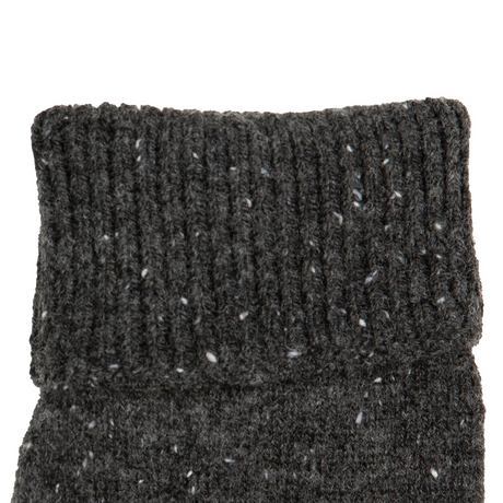 Dents Mens Fingerless Wool Blend Knitted Gloves w/ Marl Yarn - Chacoal