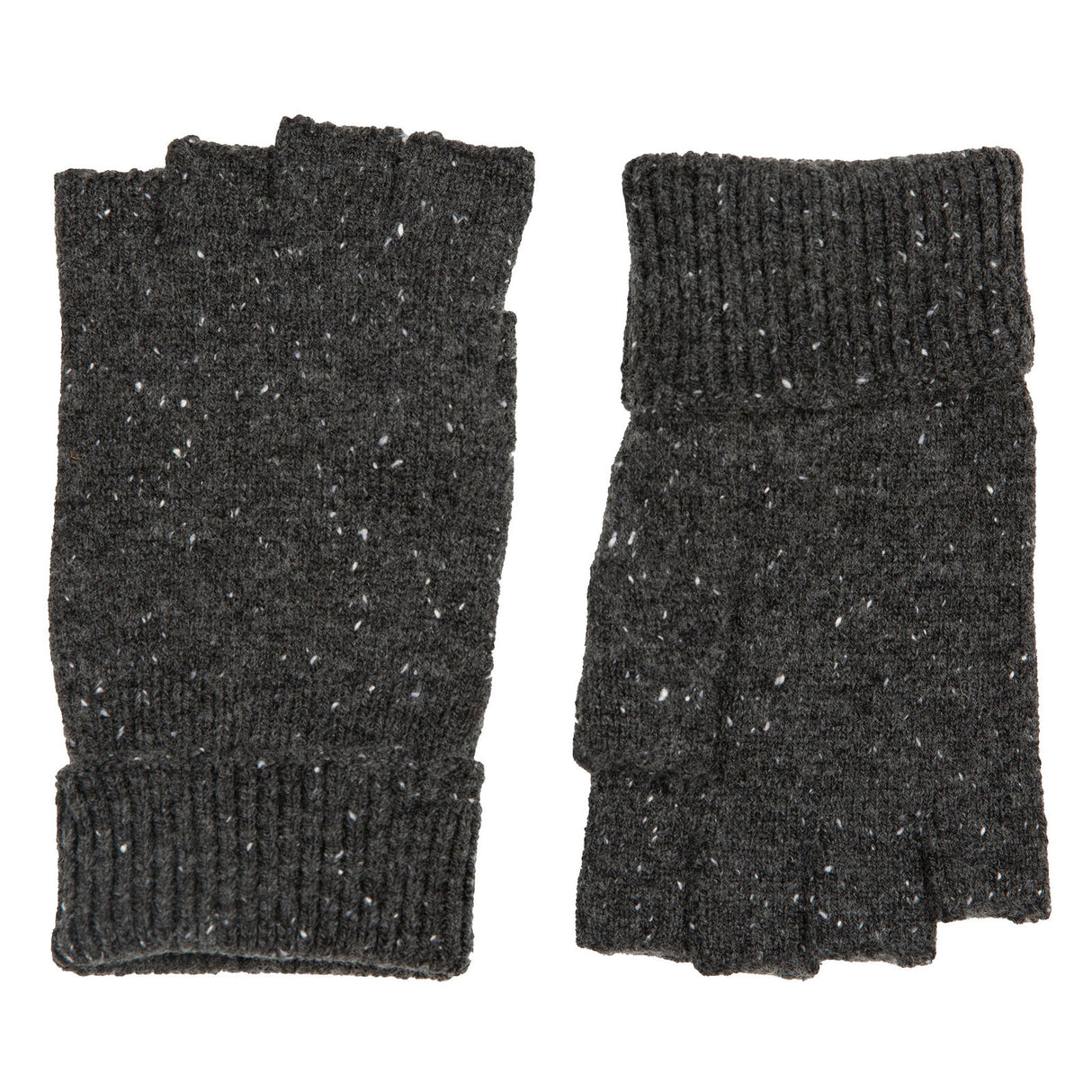 Dents Mens Fingerless Wool Blend Knitted Gloves w/ Marl Yarn in Charcoal