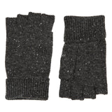 Dents Mens Fingerless Wool Blend Knitted Gloves w/ Marl Yarn in Charcoal