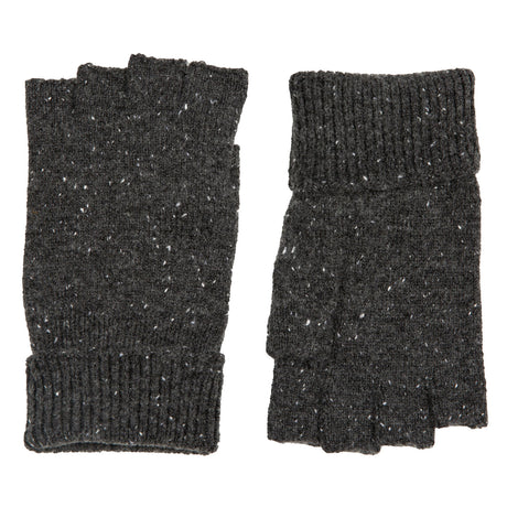 Dents Mens Fingerless Wool Blend Knitted Gloves w/ Marl Yarn - Chacoal