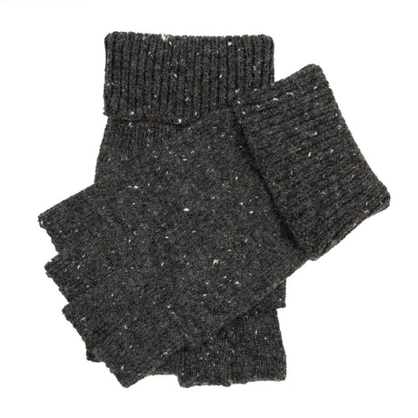 Dents Mens Fingerless Wool Blend Knitted Gloves w/ Marl Yarn - Chacoal