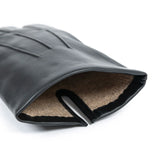 Dents Mens Classic Leather Gloves With 3-Point Stitch and 100% Cashmere Lining - Black