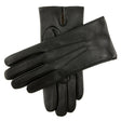 Dents Mens Classic Leather Gloves With 3-Point Stitch and 100% Cashmere Lining - Black