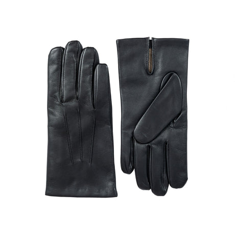 Dents Mens Classic Leather Gloves With 3-Point Stitch and 100% Cashmere Lining - Black