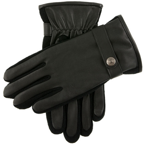 Dents Harpford Mens Leather Driving Gloves with Knitted Sidewalls - Black - M