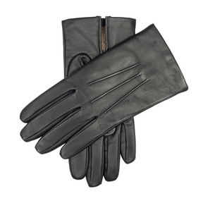 Dents Mens Touchscreen Three-Point Cashmere-Lined Leather Gloves in Black