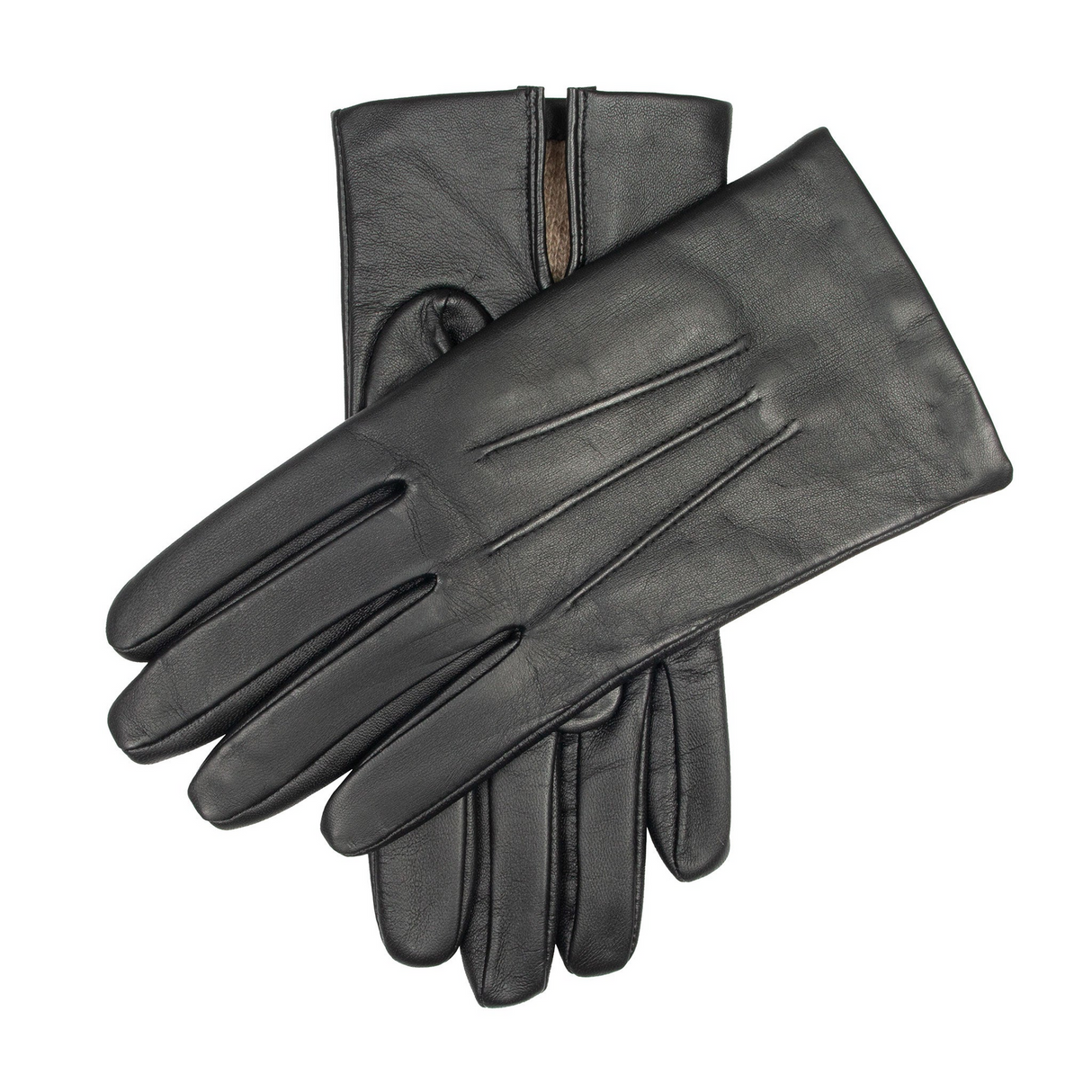 Dents Mens Touchscreen Three-Point Cashmere-Lined Leather Gloves in Black