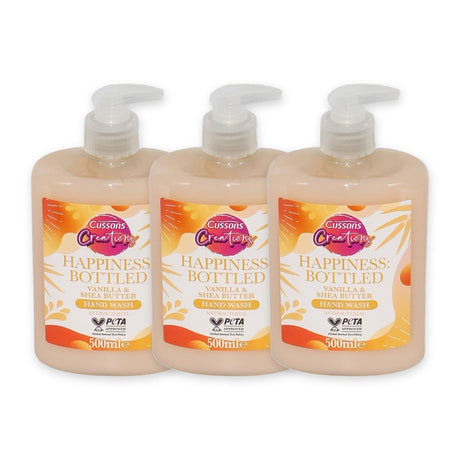 3x Cussons Creations Vanilla & Shea Butter Hand Wash Soap 500ml