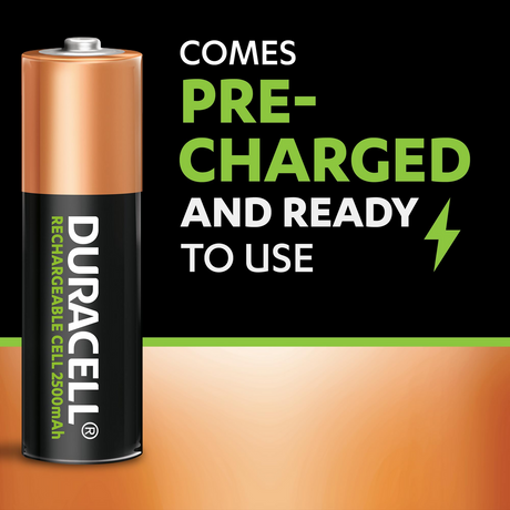 Duracell AA 2500 mAh Rechargeable Battery (Pack of 4)