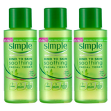 3x Simple 50ml Kind to Sensitive Skin Soothing Facial Toner Pack (100% Alcohol Free)