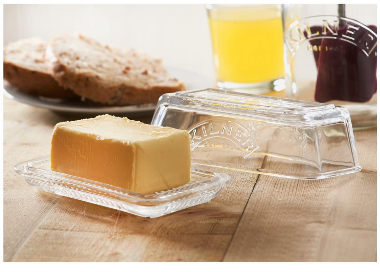 Kilner Glass Butter Dish Dishwasher Microwave Safe Container Tableware