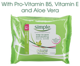 Simple 25 Wipes Kind to Skin Cleansing & Exfoliating Facial Wipes