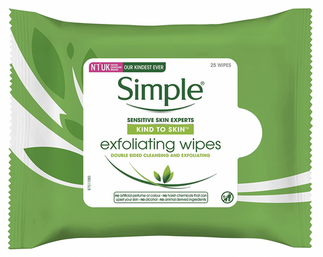 Simple 25 Wipes Kind to Skin Cleansing & Exfoliating Facial Wipes