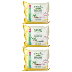 3x Simple 25 Wipes Sensitive Skin Brightening Wipes (Pack)