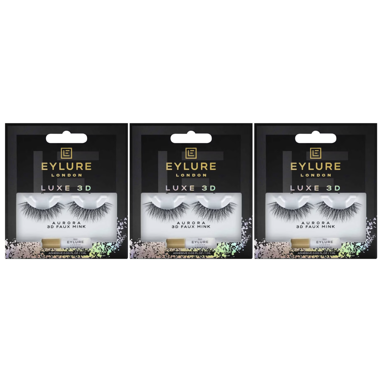 3x Eylure Luxe 3D Aurora Faux Mink Lashes (Pack)