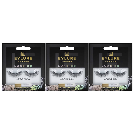 3x Eylure Luxe 3D Aurora Faux Mink Lashes (Bulk Pack)