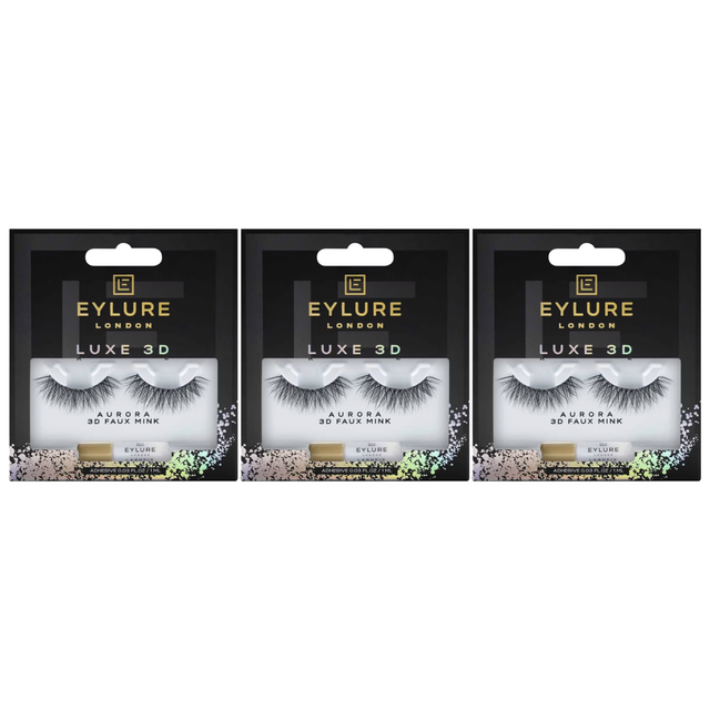 3x Eylure Luxe 3D Aurora Faux Mink Lashes (Pack)