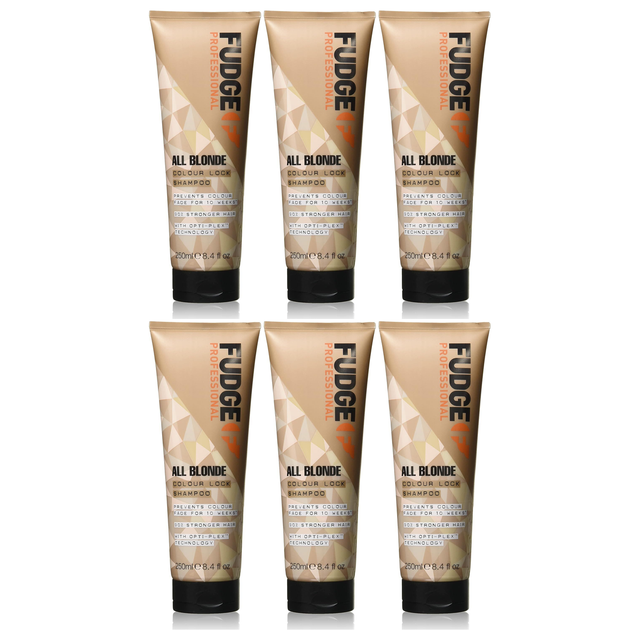 6x Fudge Professional 250ml All Blonde Colour Lock Shampoo Bulk Pack (Colour Fade Protection)