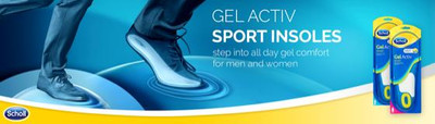 1 Pair Scholl Mens GelActiv Sport Insoles w/ Odour Control in Size 7-12 UK