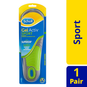 1 Pair Scholl Mens GelActiv Sport Insoles w/ Odour Control in Size 7-12 UK