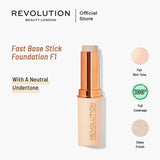 Revolution Fast Base Stick Cream Foundation 6.2g Face Makeup - F1 Full Coverage