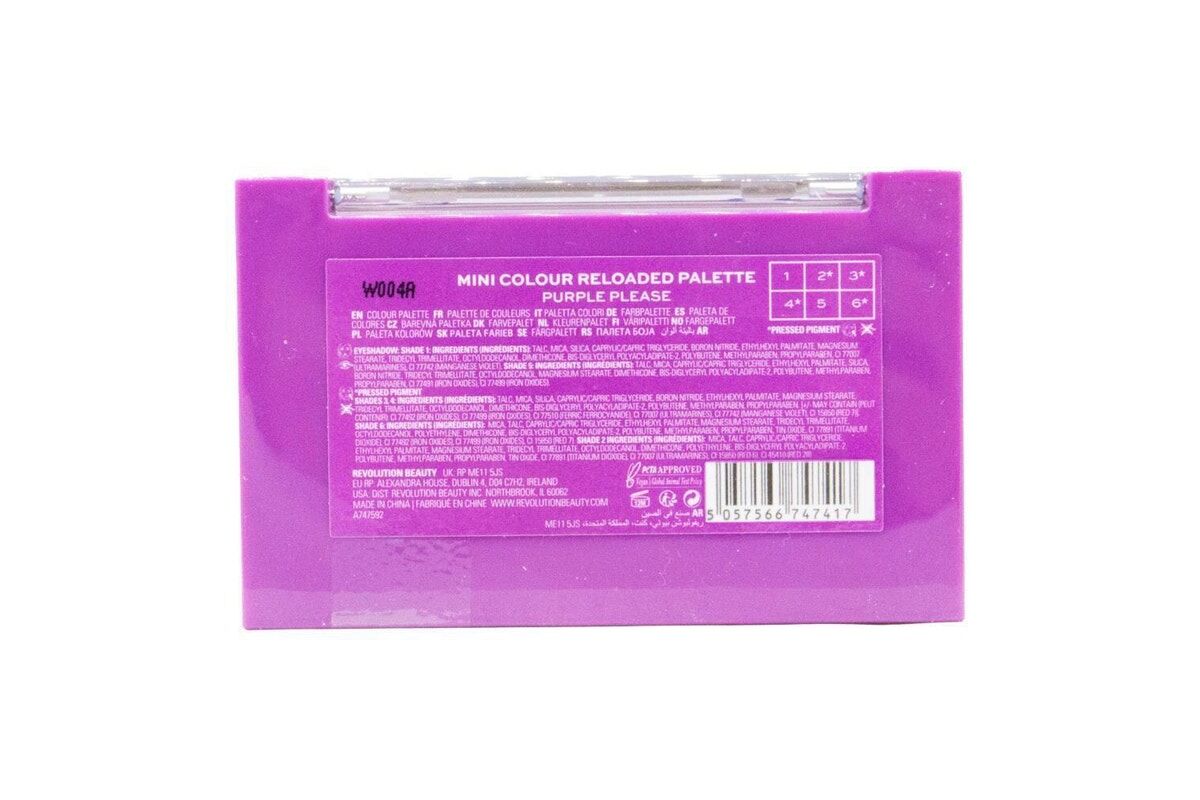 3x Revolution Mini Shadow Palette Mini Colour Reloaded Eye Shadow - Purple Please