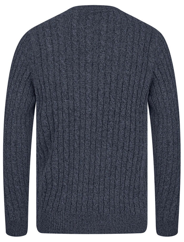Tokyo Laumdry Alonso Chunky Cable Knit Jumper Pullover Sweater in Navy Twist Size Large
