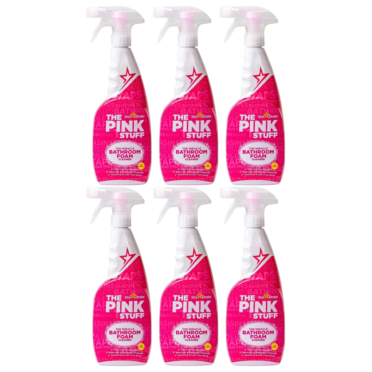 6x The Pink Stuff Miracle Bathroom Foam Cleaner Spray 750ml Bulk Pack - Limescale Remover