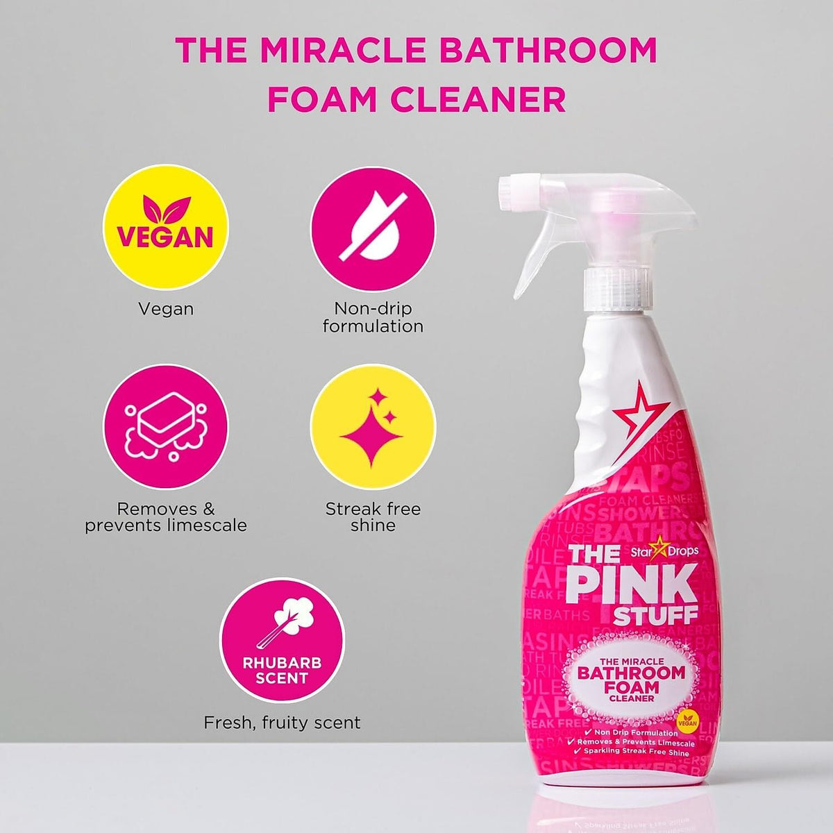 3x The Pink Stuff Miracle Bathroom Foam Cleaner Spray 750ml Pack - Limescale Remover