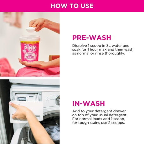 The Pink Stuff Miracle Laundry Oxi Powder Stain Remover 1kg - Colours & Whites