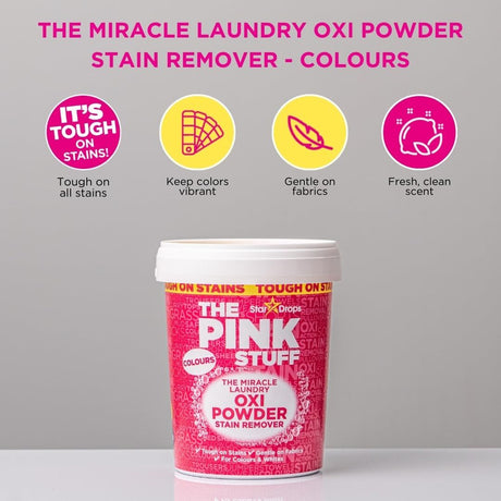 The Pink Stuff Miracle Laundry Oxi Powder Stain Remover 1kg - Colours & Whites