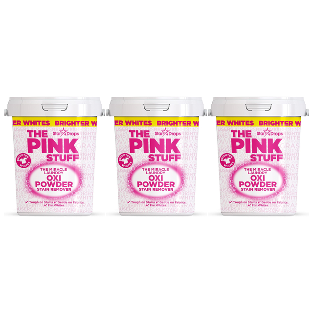 3x The Pink Stuff Miracle Laundry Oxi Powder Stain Remover 1kg Bulk Pack - Whites