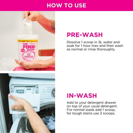 The Pink Stuff Miracle Laundry Oxi Powder Stain Remover 1kg - Whites