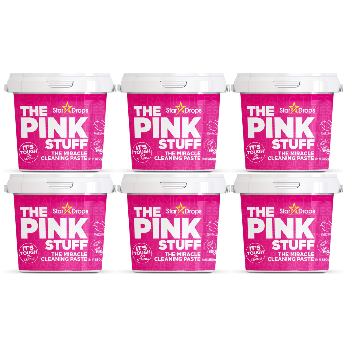 6x The Pink Stuff Miracle Cleaning Paste 850g Bulk Pack - Multi Surface Stain Remover (Household Cleaner)
