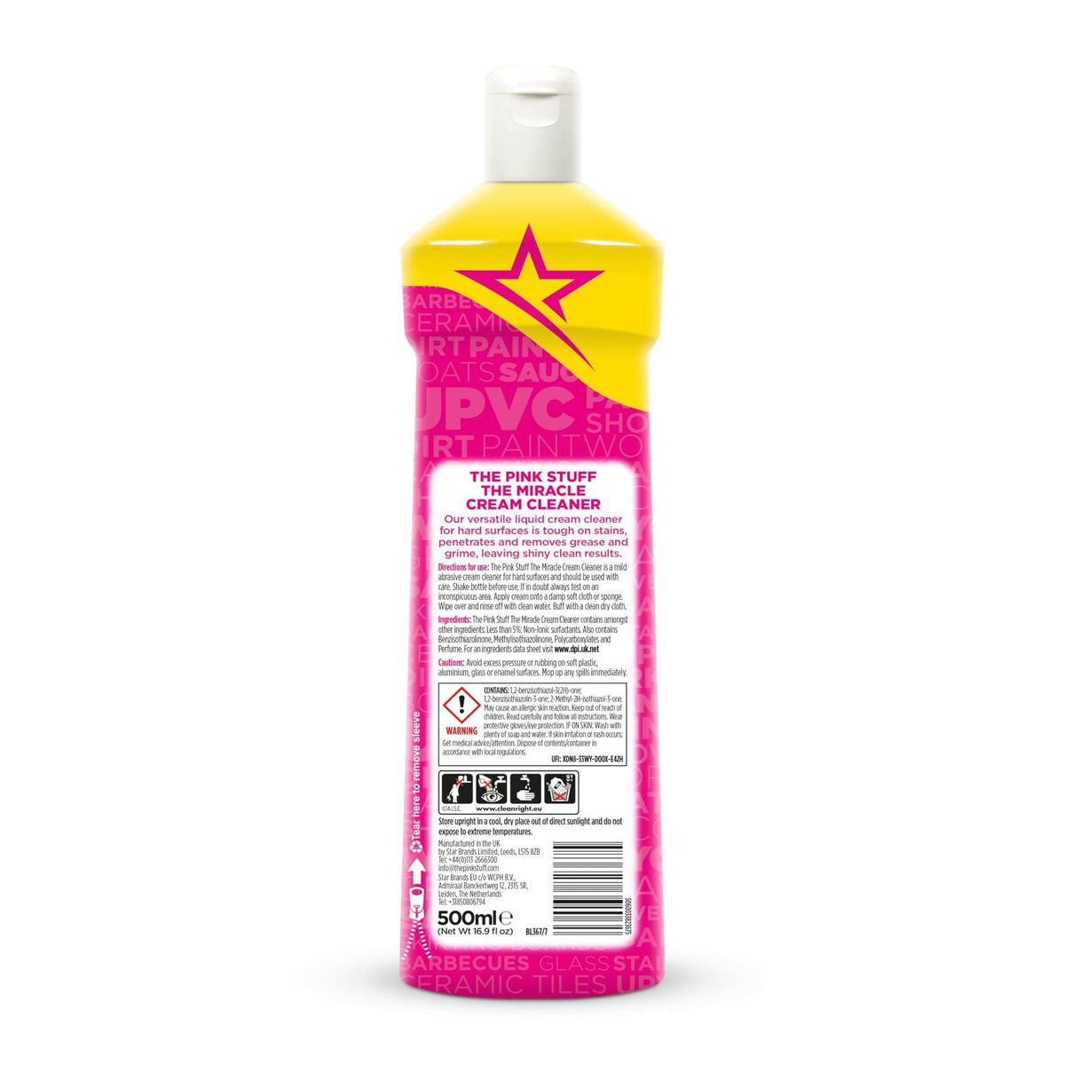 12x The Pink Stuff Miracle Cream Cleaner 500ml Bulk Pack - Multi-Purpose (Household Surfaces)