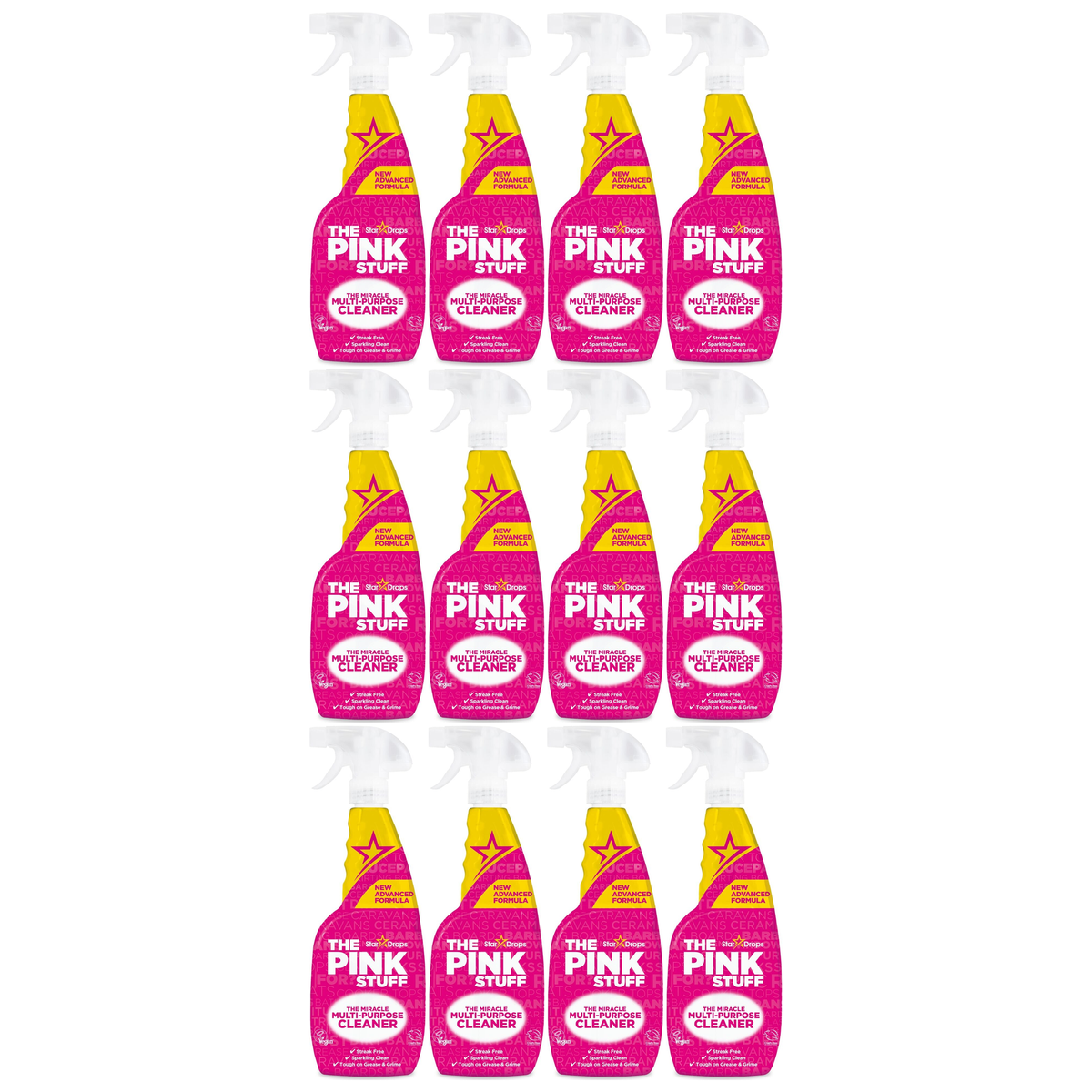 12x The Pink Stuff Stardrops Miracle Multi Purpose Cleaner Spray 750ml Bulk Pack - Pink