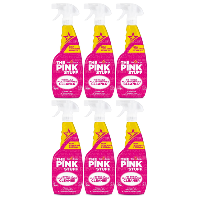 6x The Pink Stuff Stardrops Miracle Multi Purpose Cleaner Spray 750ml Bulk Pack - Pink