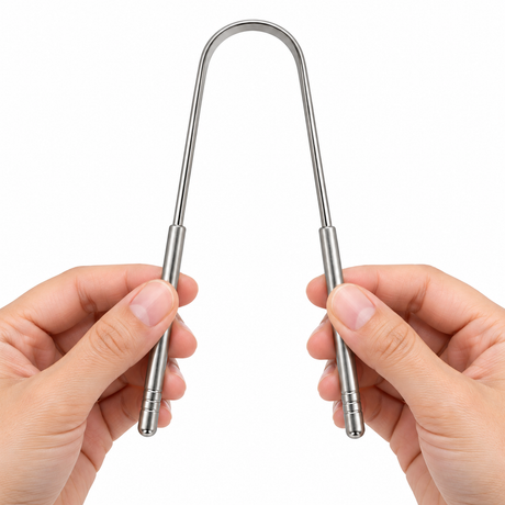 30pcs Dental Floss Picks & Stainless Steel Tongue Scraper Pack - Oral Care Kit