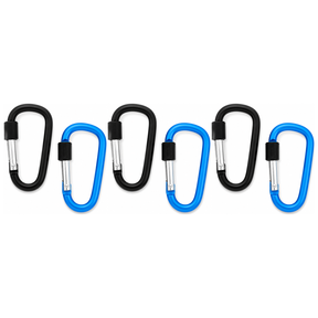 6x 8cm Carabiner D-Ring Holder Pack - Camping/Travel (Hook Lock)