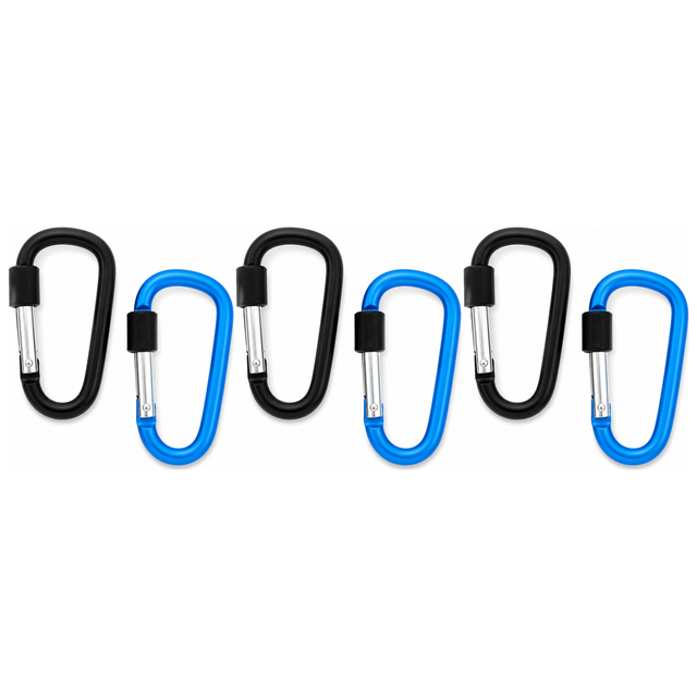6x 8cm Carabiner D-Ring Holder Pack - Camping/Travel (Hook Lock)