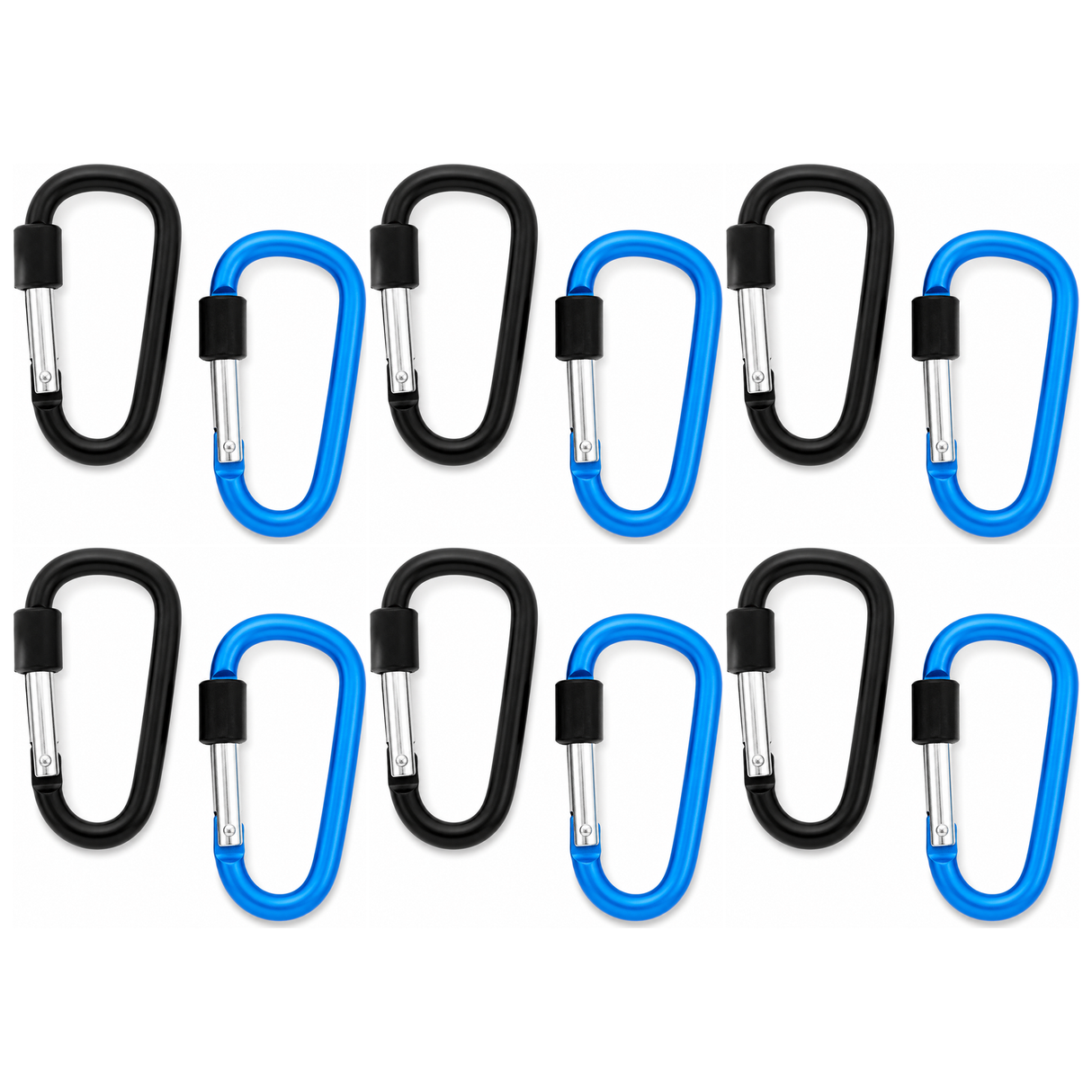 12x 8cm Carabiner D-Ring Holder Bulk Pack - Camping/Travel (Hook Lock)