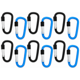 12x 8cm Carabiner D-Ring Holder Bulk Pack - Camping/Travel (Hook Lock)