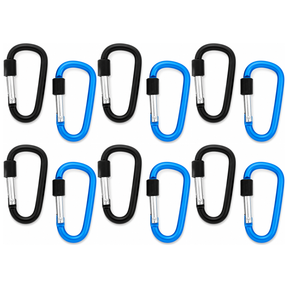 12x 8cm Carabiner D-Ring Holder Bulk Pack - Camping/Travel (Hook Lock)