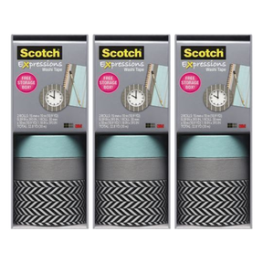 3x Scotch 3M Expressions Washi Tape Bulk Pack - 2 Rolls 15mm x 10m and 1 Roll 30mm x 10m