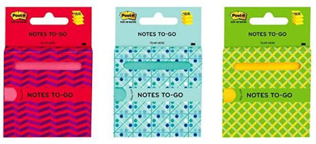 3x Post-it Notes-To-Go 76x76mm (Bulk Pack) - Assorted (100 Sheets)