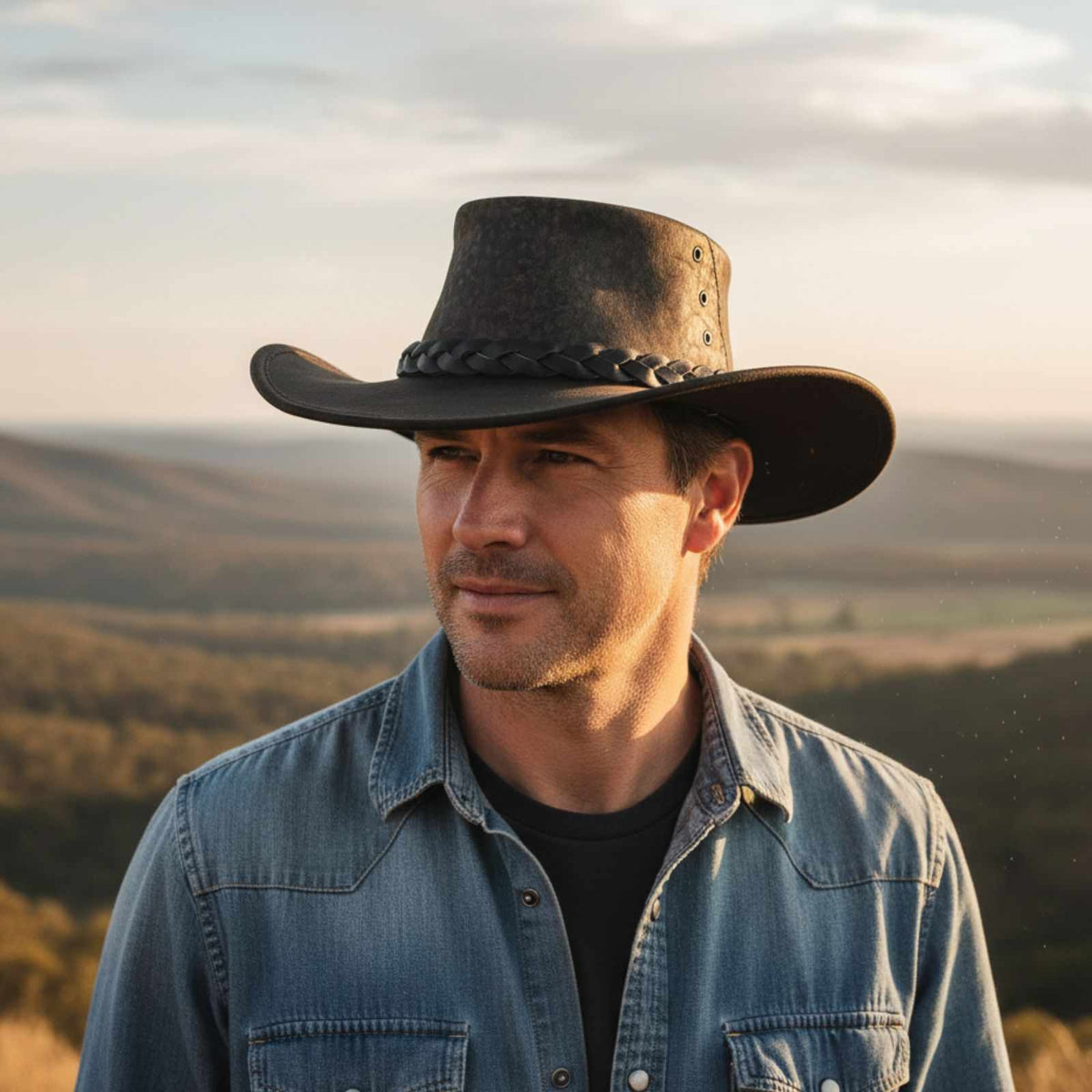 Jacaru 519 Roo Crushy Kangaroo Leather Hat - Stonewash Brown (Squashable Memory Wire Brim Made in Australia)